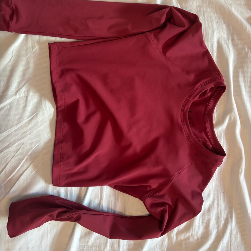Fleo Burgundy Long Sleeve Crop Top